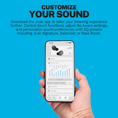 JLab Go Air Pop+ open charging case revealing earbuds and battery convenience