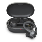 JLab Go Sport+ front packaging in graphite showing product and benefits