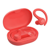 JLab Go Sport+ front packaging shows coral earbuds and benefits
