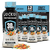 Jocko Fuel front packaging showing Fruity Cereal bottles and nutrition benefits