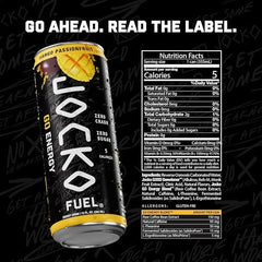 Jocko GO can close-up label showing ingredient clarity and no-sugar claim
