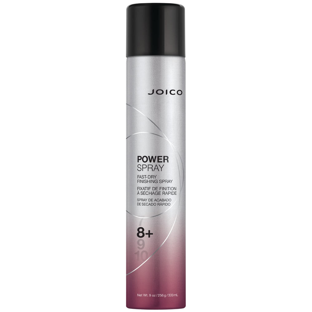 Joico front view of Power Spray bottle showing branding and size benefit