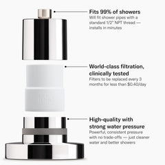 Jolie filter media close-up showing KDF-55 and cartridge for cleaner water