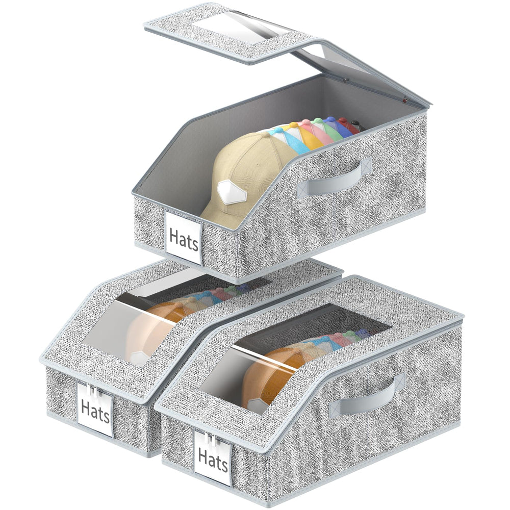 Jollcma front view of hat storage box showing neat hat display and quick access
