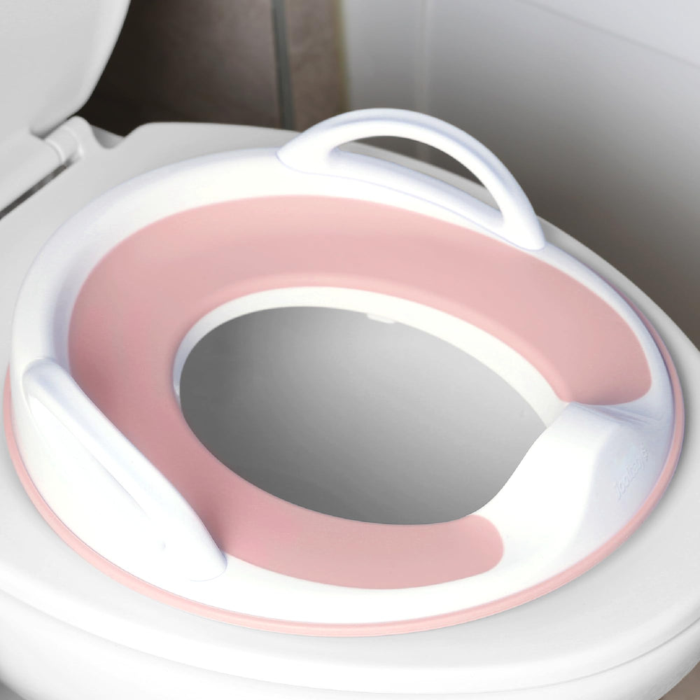 Jool Baby front view of pink potty seat showing comfortable shape and fit
