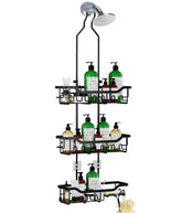 Joqixon front view of hanging caddy showing organized storage and modern black finish