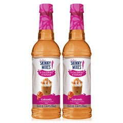 Jordan's Skinny Mixes caramel front packaging shows bottle and flavor benefit