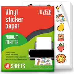 JOYEZA front pack showing 40 matte vinyl sheets and benefits
