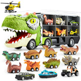 JOYIN dinosaur transport truck front view showing large carrier and colorful design for imaginative play