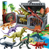 JOYIN front packaging showing full 17-piece dinosaur set and storage cage benefit organization
