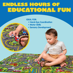 JOYIN playmat in living room with child playing to encourage imaginative play