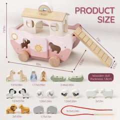 Joyreal Noah and Naamah figures detail showing painted faces and durable wood