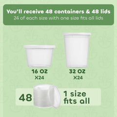 JoyServe size comparison of 16oz and 32oz containers for portion control