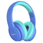 JoySpark front view of blue kids headphones showing comfortable shape and safe design