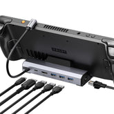 JSAUX dock front view showing ports and compact design for tidy desktop setups