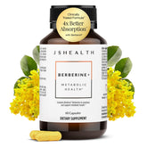 JSHealth bottle front view showing berberine formula and capsule count benefit