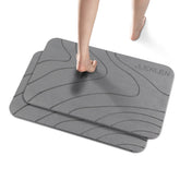 JUERLEN front view of grey wave stone mat showing clean design and quick drying benefit