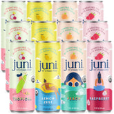 Juni front packaging showing the 12-pack and brand benefits