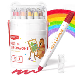 JUPITEARTH front packaging showing 24-color toddler crayon set and stickers