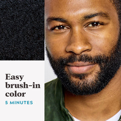 Just For Men before and after mustache photo showing fuller even-looking facial hair