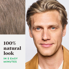 Just For Men before and after image demonstrating natural gray coverage benefit