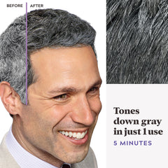 Just For Men being applied to gray roots for quick five-minute blending
