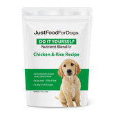 JustFoodForDogs front packaging showing product and benefits