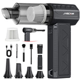 JVSCAM front view showing compact 3-in-1 design and included accessories for versatile cleaning