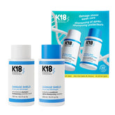 K18 front packaging of wash care set showing both bottles and benefits