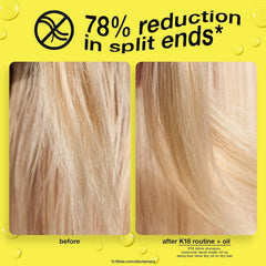 K18 medium shot on hair demonstrating visible shine and reduced frizz after use