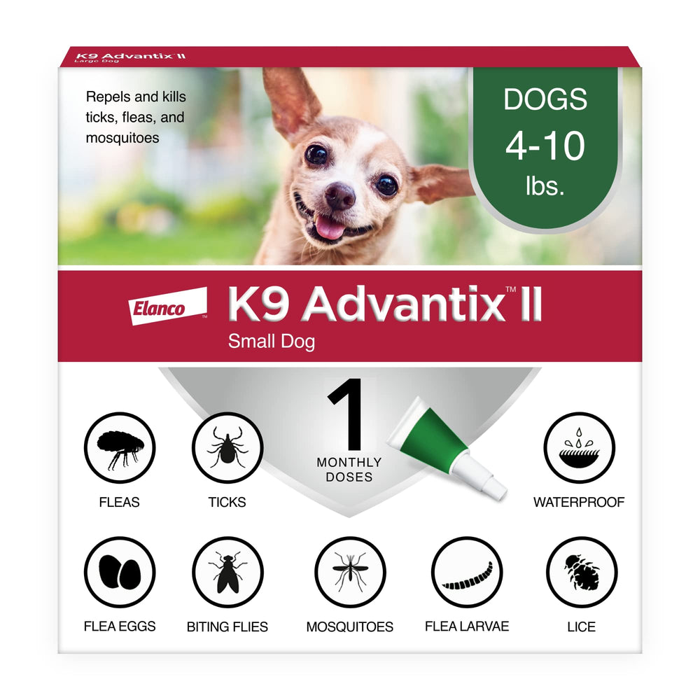 K9 Advantix front packaging showing small dog dose and benefits