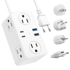 kakyanill front-facing power strip showing six AC outlets and four USB ports for multi-device charging