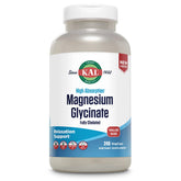 KAL bottle front label showing magnesium glycinate benefits and serving info