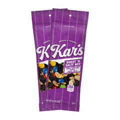 Kar’s front pouch view showing brand and sweet n salty snack benefits