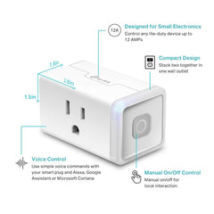 Kasa Smart HS103 controlling living room lamp showing voice and app convenience