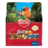 Kaytee Fiesta front packaging showing 4.5 lb bag and branding for convenience