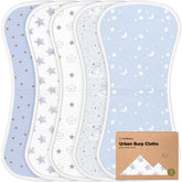 KeaBabies front view of folded constellation burp cloth set showing pattern and neat packaging