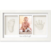 KeaBabies frame front view showing Alpine White finished display and preserved keepsake