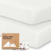 KeaBabies front packaging showing two soft white fitted sheets for convenience