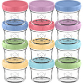 KeaBabies front packaging showing 12 glass jars and lids for organized storage