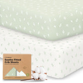 KeaBabies front packaging showing two Herb crib sheets and benefits