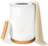 Keenray front view bucket warmer showing compact round design and lid benefits warmth