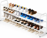 KEETDY front view white shoe rack shows organized shoes and durable storage