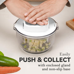 KEOUKE chopping in action with vegetables falling into bowl for fast meal prep
