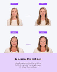 Keranique being applied to damp hair for root volume