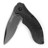 Kershaw Clash front profile showing black blade and handle for tactical utility