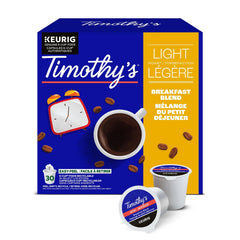 Keurig Timothy's front packaging showing 30 K-Cups and clear branding benefit convenience