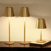 keysays front view brushed gold lamp showing elegant silhouette and ambient benefit