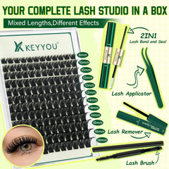 KEYYOU applicators and lash brush included for easy precise application