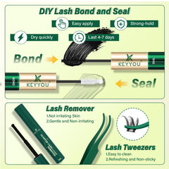 KEYYOU kit with waterproof glue and remover demonstrating long-lasting hold